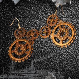 Steampunk gear earrings